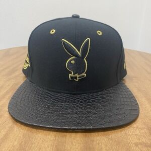 Lids Playboy Gold side patch gold UV‎ Strapback Black Hat cap